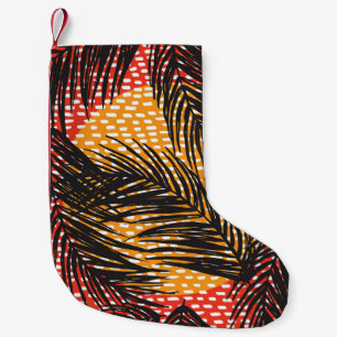 Black palm leaves, seamless strokes small christmas stocking