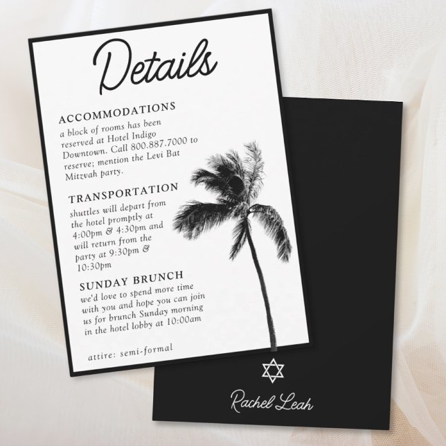Black Palm Tree Bat Mitzvah Details Enclosure Card (Black Palm Tree Bat Mitzvah Details Enclosure Card
)