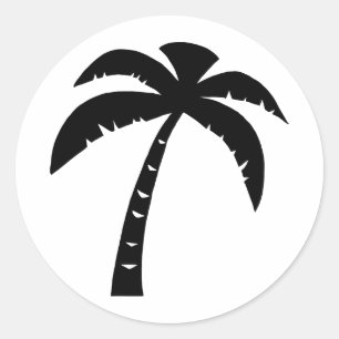 Black Palm Tree Classic Round Sticker