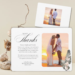 Black Palm Tropical Flat Thank You Card