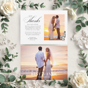 Black Palm Wedding Thank You Photo Card