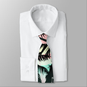 Black palms at sunset tie