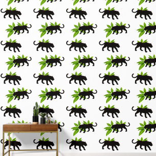 Black Panther and Ferns Wallpaper