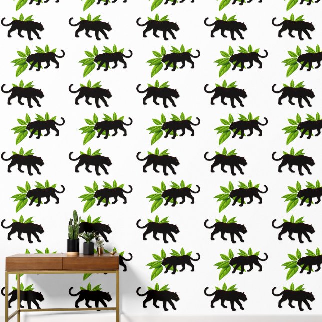 Black Panther and Ferns Wallpaper (Hallway)