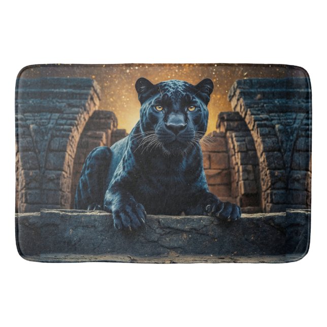 Black Panther and Thai Temple Bath Mat (Front)