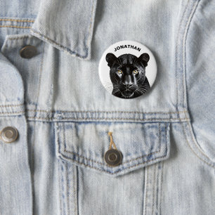 Black Panther Animal Cool Personalised Name 6 Cm Round Badge