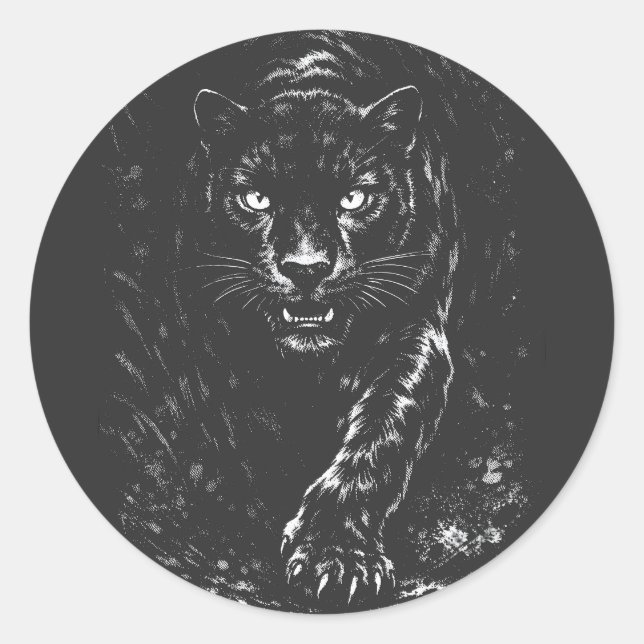 Black Panther — by BurnsInHell Classic Round Sticker (Front)