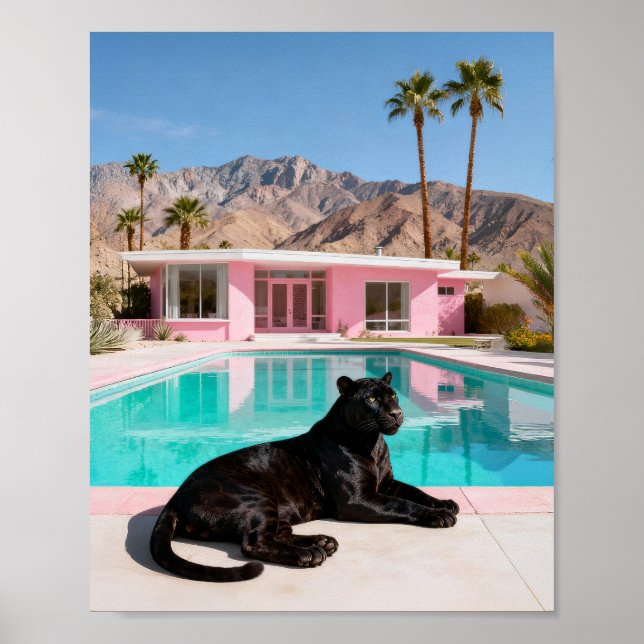 Black Panther by the Pool – Mid Century Modern  Poster (Front)