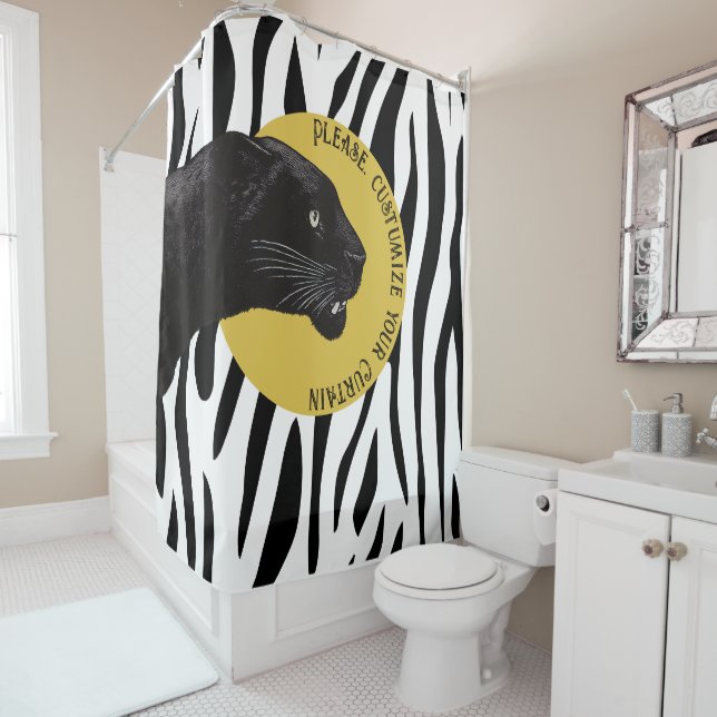 Black Panther by Toshi Yoshida Mug Shower Curtain (In Situ)