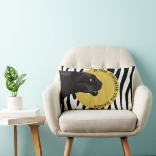 Black Panther by Toshi Yoshida Wood Lumbar Cushion