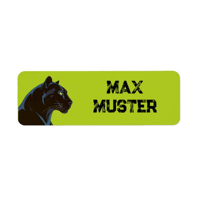 Black Panther Cat - green ・ waterproof Return Address Label (Front)
