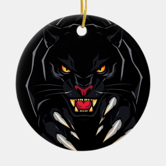 Black panther ceramic ornament (Front)