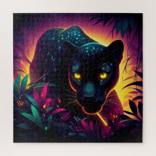 Black panther Colourful Exotic Jungle forest  Jigsaw Puzzle