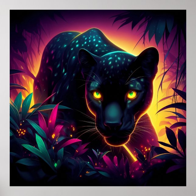 Black panther Cougar cat wildlife jungle animal Poster (Front)