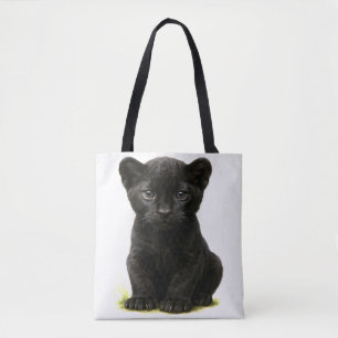 Black Panther Cub with Big Eyes Tote Bag