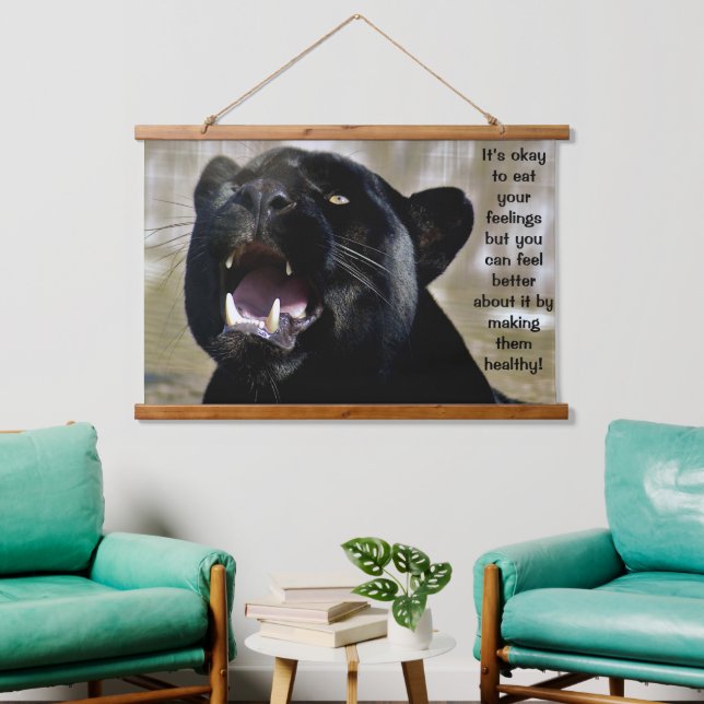 Black Panther eating humour Hanging Tapestry (Living Room)