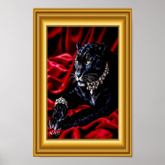 Black Panther Elegance – Luxury Wildlife Art on Re Poster
