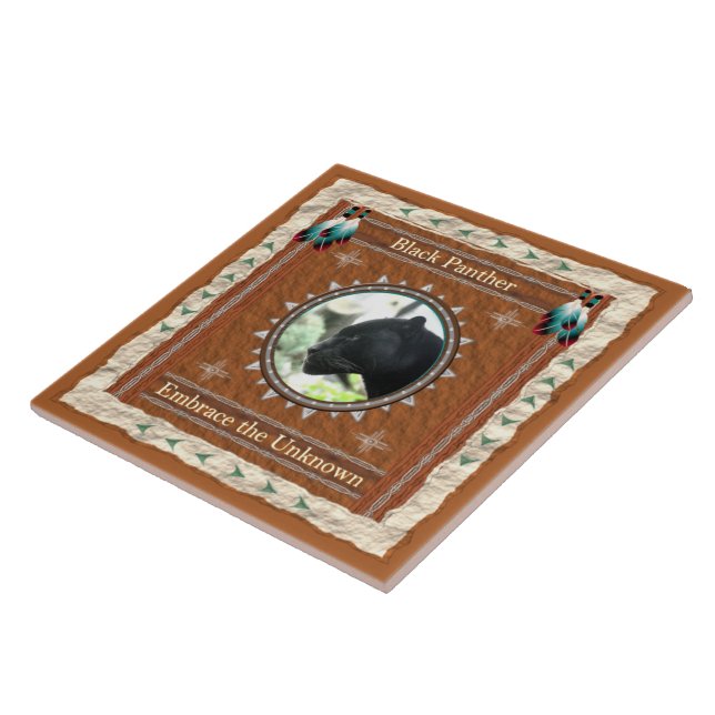 Black Panther Energy Embrace the Unknown Ceramic Tile (Side)