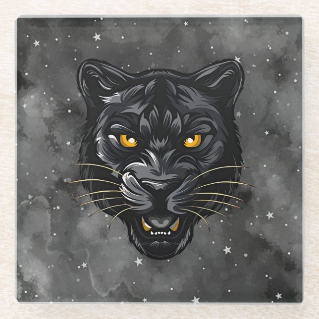 Black Panther Glass Coaster (Front)