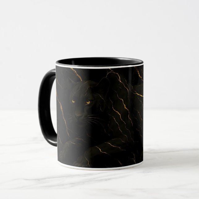 Black Panther Gold Marble Art Mug (Front Left)