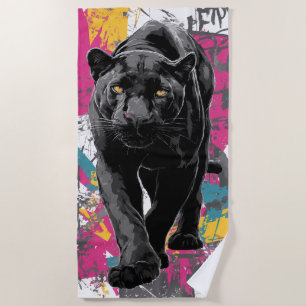 Black Panther Graffiti Pop Art Beach Towel