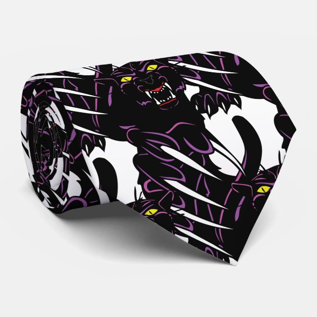 Black Panther Head Claws Sports Football Necktie (Rolled)