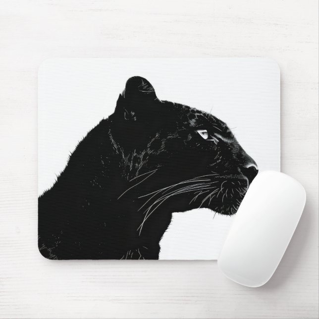 Black Panther Head Minimalism Mouse Pad (With Mouse)