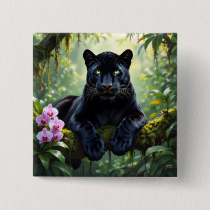 Black Panther in the Jungle 15 Cm Square Badge