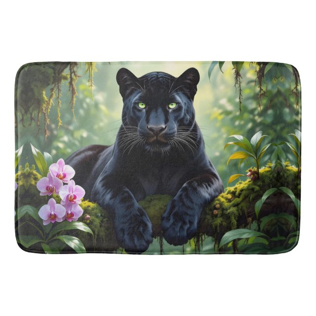 Black Panther in the Jungle Bath Mat (Front)
