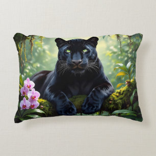 Black Panther in the Jungle Decorative Cushion