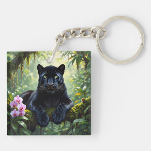 Black Panther in the Jungle Key Ring