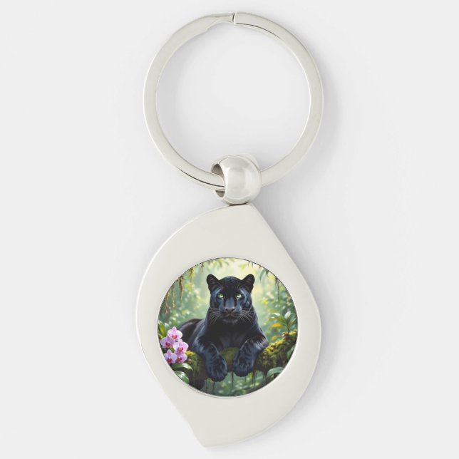 Black Panther in the Jungle Key Ring (Front)