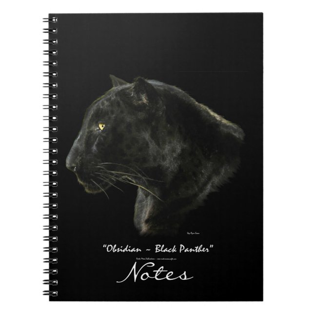 Black Panther Jaguar Leopard Wildlife Art Notebook (Front)