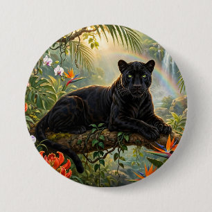 Black Panther Kenya Jungle Flowers Waterfall 7.5 Cm Round Badge