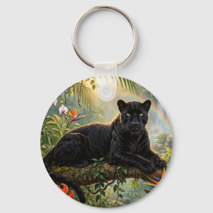 Black Panther Kenya Jungle Flowers Waterfall Key Ring