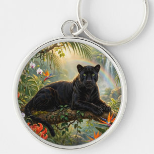 Black Panther Kenya Jungle Flowers Waterfall Key Ring