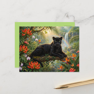 Black Panther Kenya Jungle Flowers Waterfall Postcard