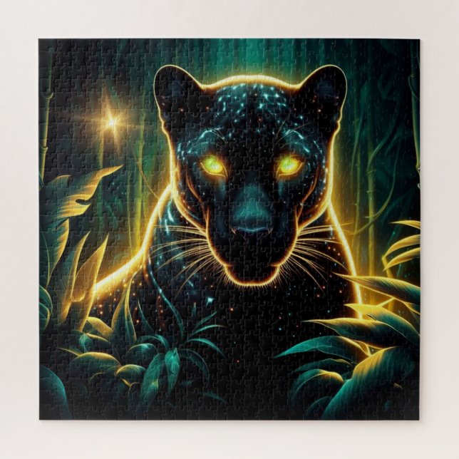 Black panther magic forest nature mystery abstract jigsaw puzzle (Vertical)