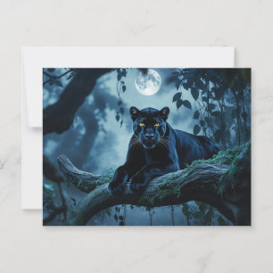 Black Panther on a Tree Branch under Moon  Postcard