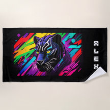 Black panther on graffiti background with first na