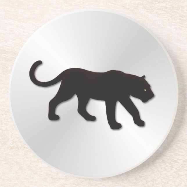 Black Panther on Silver Coaster (Front)