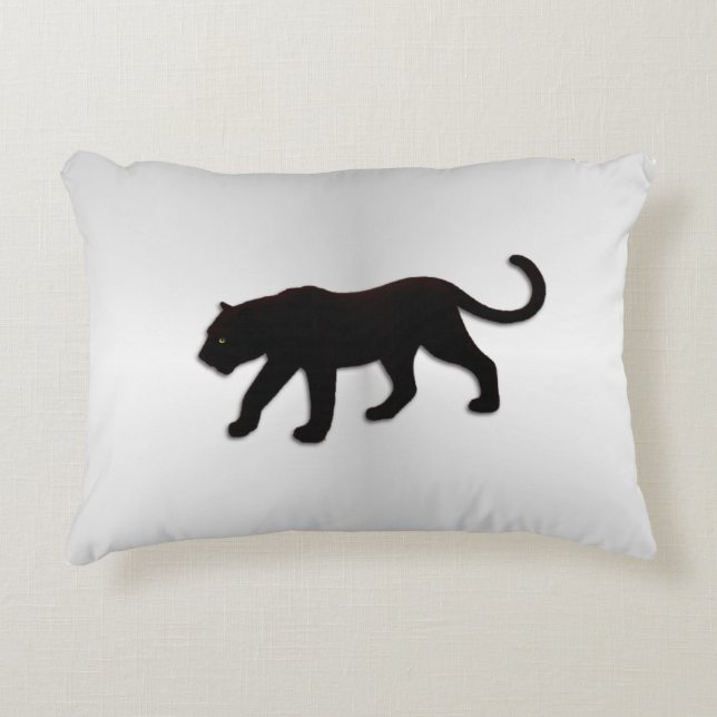 Black Panther on Silver Decorative Cushion (Front)