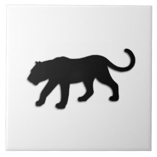 Black Panther on White Ceramic Tile