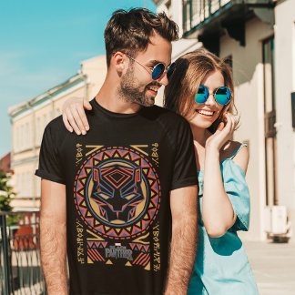 Black Panther | Panther Head Tribal Pattern T-Shirt