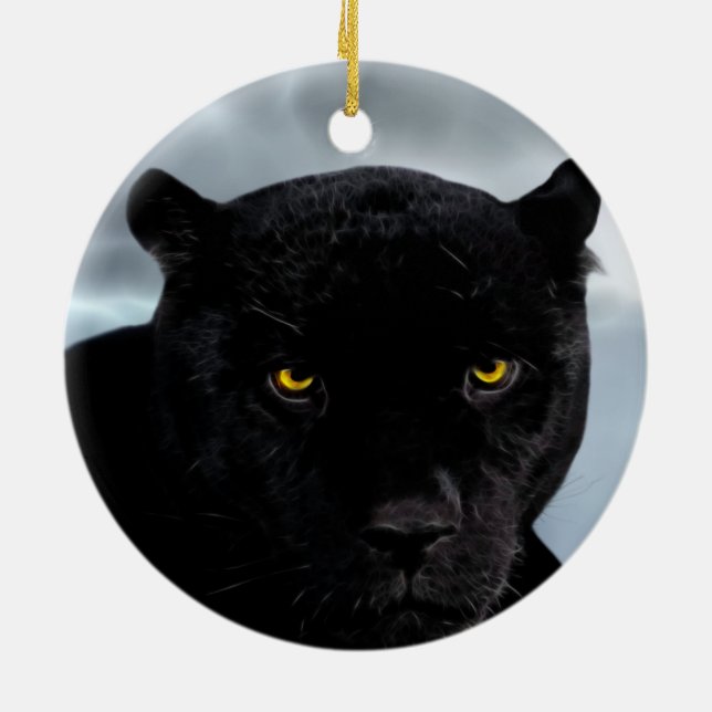 Black Panther Panthera Ceramic Tree Decoration (Back)