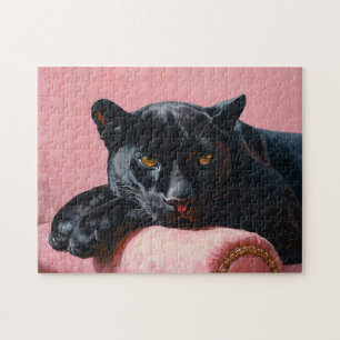 Black Panther Pink Sofa Jigsaw Puzzle