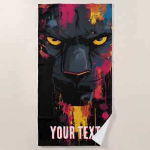 Black Panther Pop Art Portrait Beach Towel