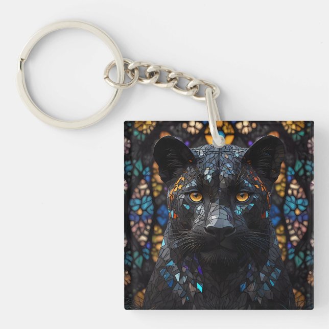 Black Panther Portrait Accent Pillow Key Ring (Front)