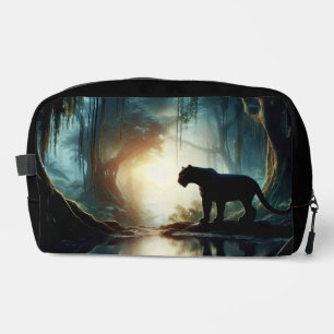 Black Panther Reflected in Pool of Water in Jungle Dopp Kit