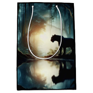 Black Panther Reflected in Pool of Water in Jungle Medium Gift Bag